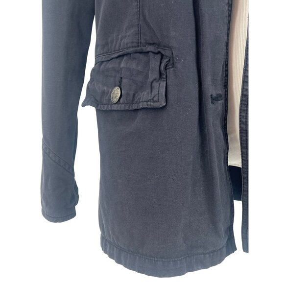 Urban Outfitters Washed Black Patched & Pockets Button Front Military Jacket - Picture 7 of 13